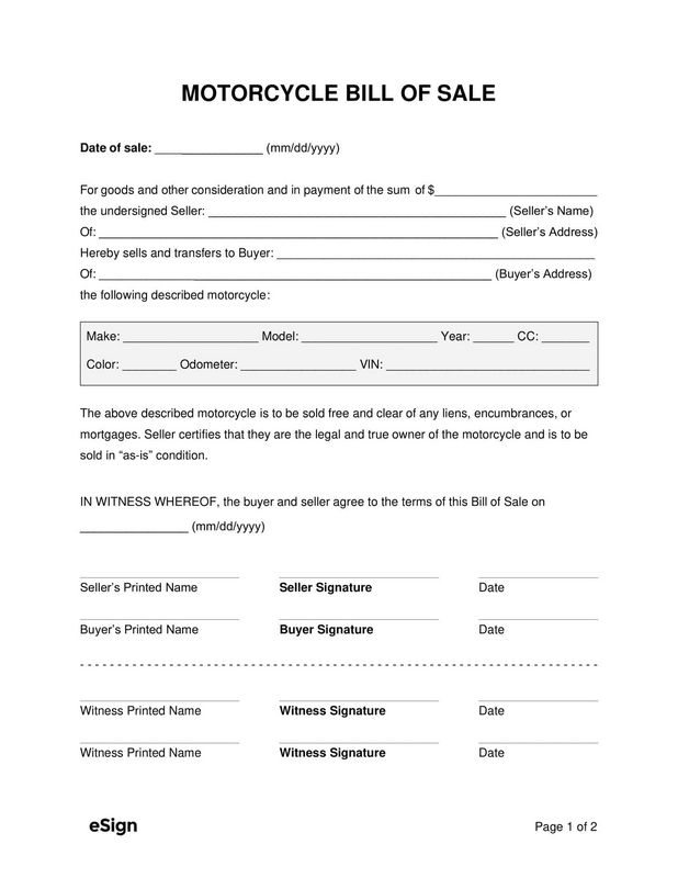 Motorcycle Receipt Type Motorcycle Receipt Type